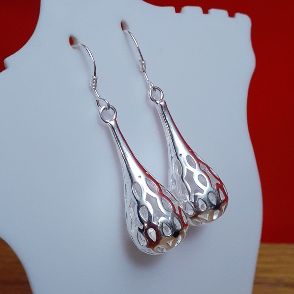 🆕 Sterling silver open work earrings 🌹 - Picture 6 of 16